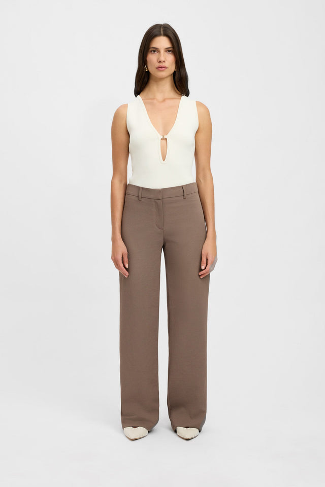 side April Vee Top Kookai Fitted V-neck Sleeveless Womens-Blouse 