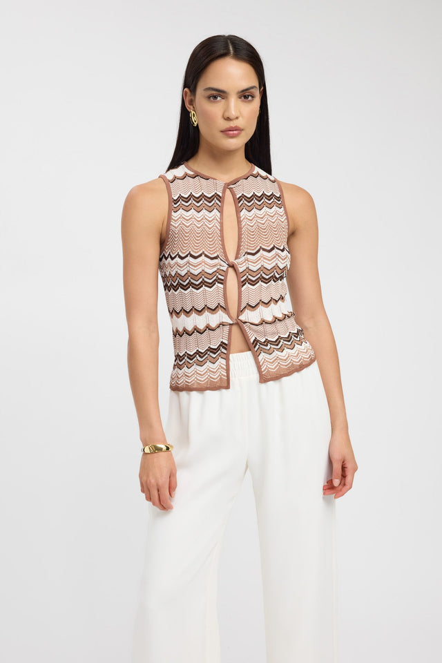 front Eadie Top Kookai Fitted Highneck Sleeveless Womens-Blouse 