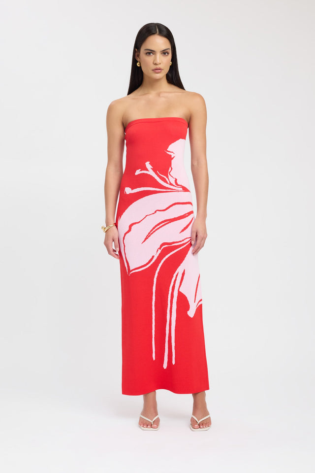 front Aloha Strapless Dress Kookai Straight Maxi Fitted Straight darkblue womens-dresses 
