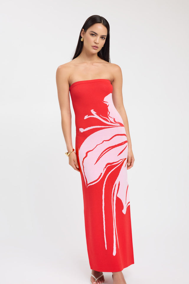 side Aloha Strapless Dress Kookai Straight Maxi Fitted Straight darkblue womens-dresses 
