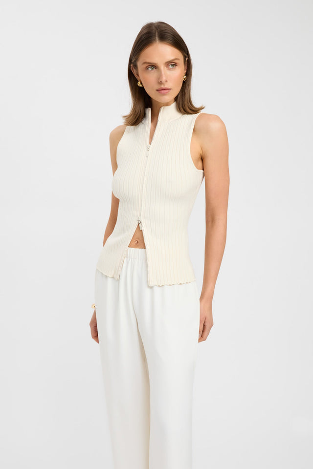 side River Sleeveless Top Kookai Fitted Highneck Sleeveless Womens-Blouse 
