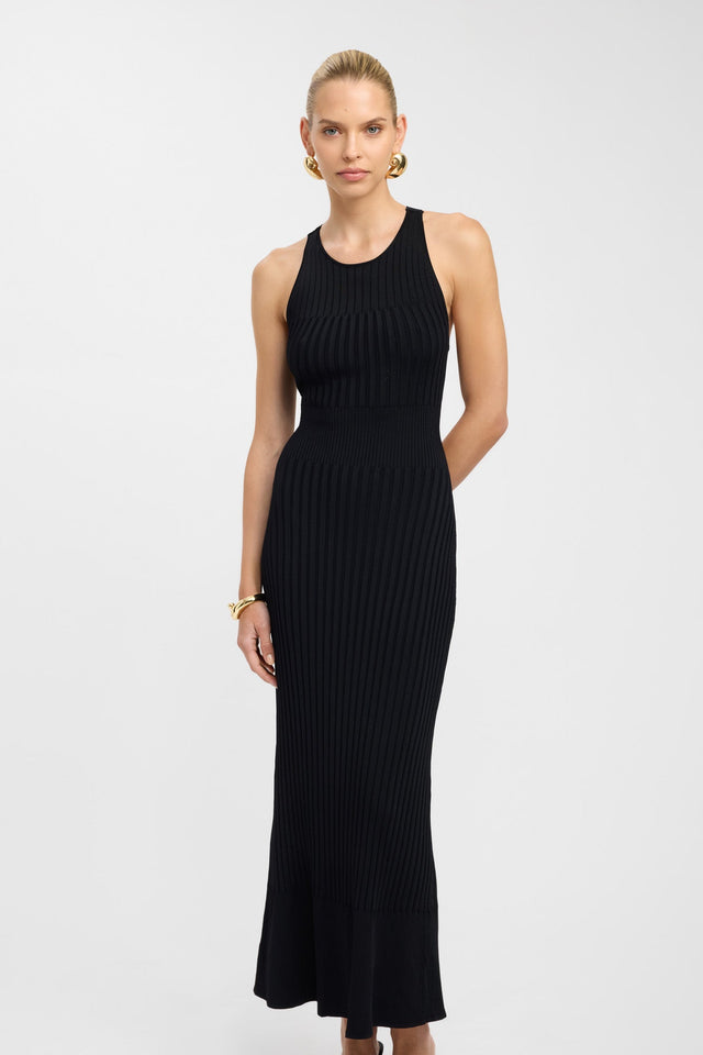 front Serah Cross Back Dress Kookai Bodycon Mini Fitted Roundneck brown womens-dresses 