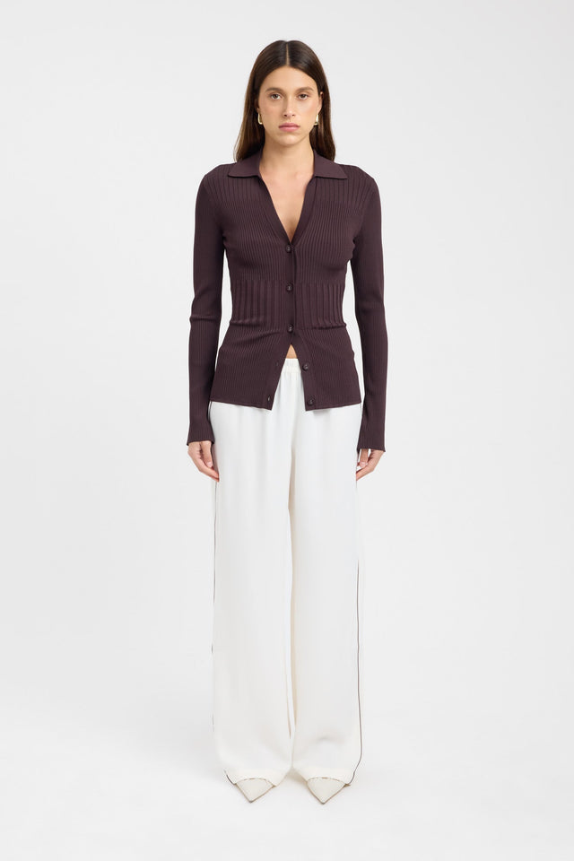 side Serah Shirt Kookai Fitted V-neck Long sleeve Womens-Blouse 