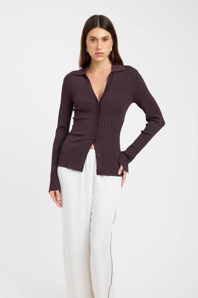 front Serah Shirt Kookai Fitted V-neck Long sleeve Womens-Blouse 