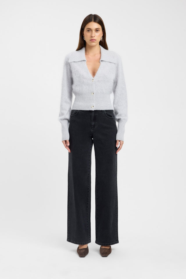 side Geneva Polo Jumper Kookai V Neck Relaxed beige womens-jumpers 