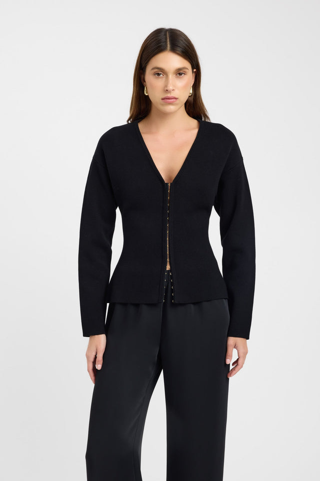 front Jasper Hook Top Kookai Relaxed Plungeneck Long sleeve Womens-Blouse 