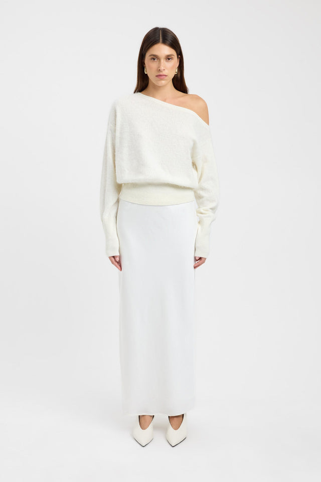 front Geneva One Shoulder Jumper Kookai Asymmetry Relaxed brown womens-jumpers 