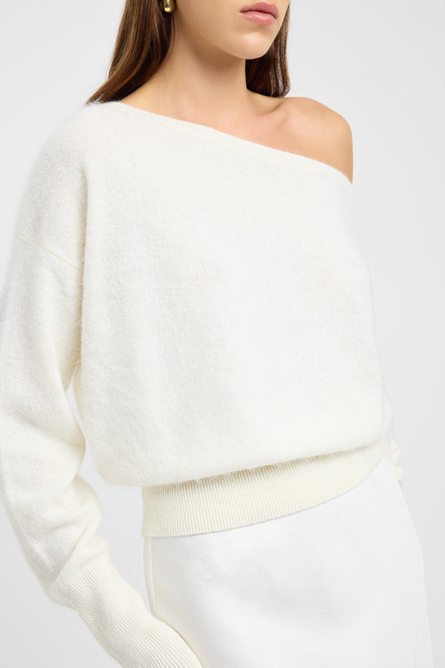 front Geneva One Shoulder Jumper Kookai Asymmetry Relaxed brown womens-jumpers 