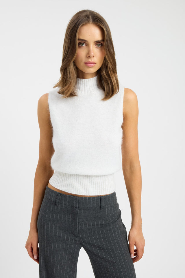 front Geneva Tank Kookai Fitted Highneck Sleeveless Womens-Blouse 