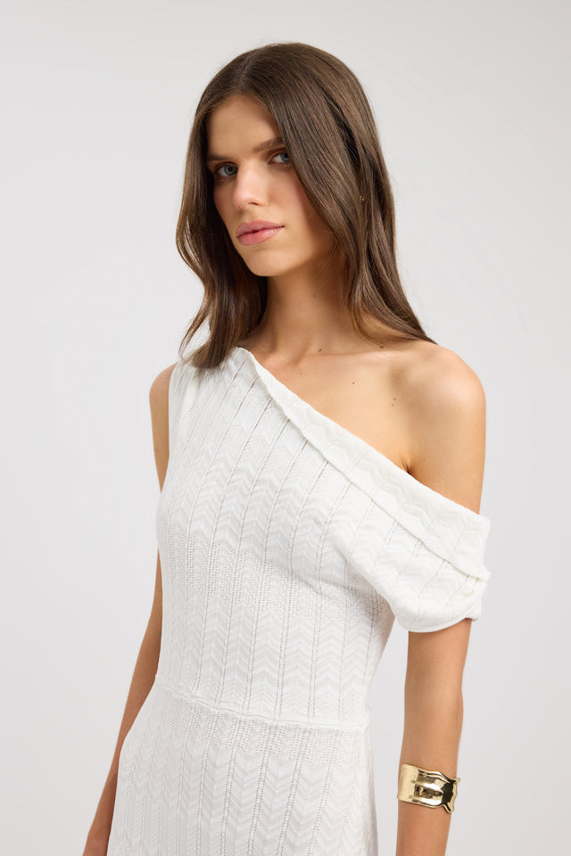 back Eadie Off Shoulder Maxi Dress Kookai Straight Maxi Fitted Asymmetry womens-dresses 