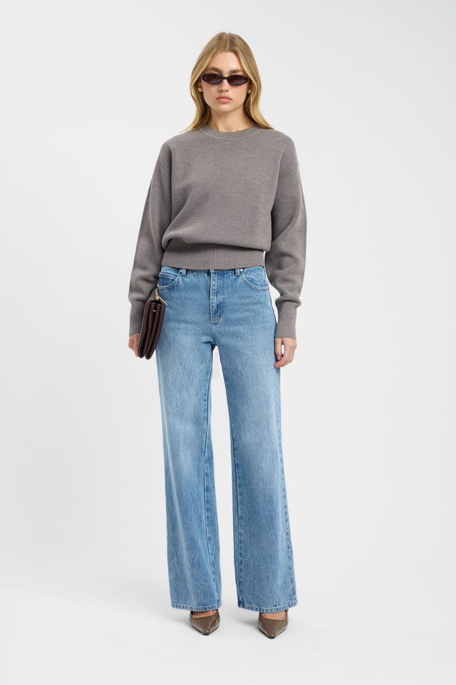 front Dalton Crew Jumper Kookai Relaxed Roundneck Long sleeve Womens-Blouse 