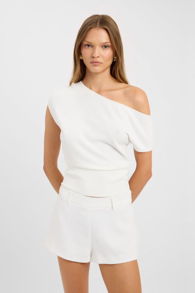 front Mayfair Off Shoulder Top Kookai Fitted Highneck Short sleeves Womens-Blouse 