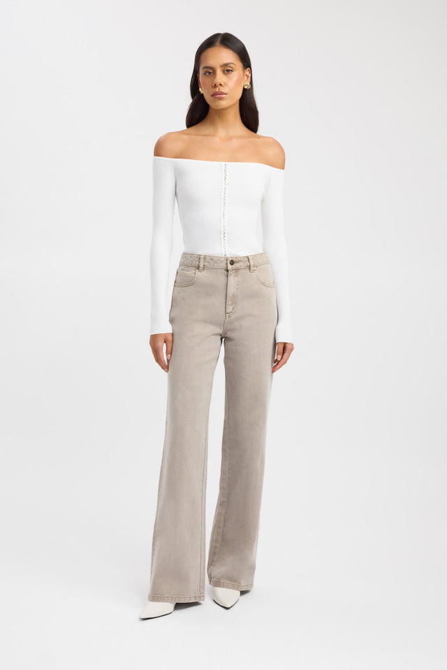 side Kai Straight Leg Jean Kookai High-rise Straight Light brown womens-jeans 
