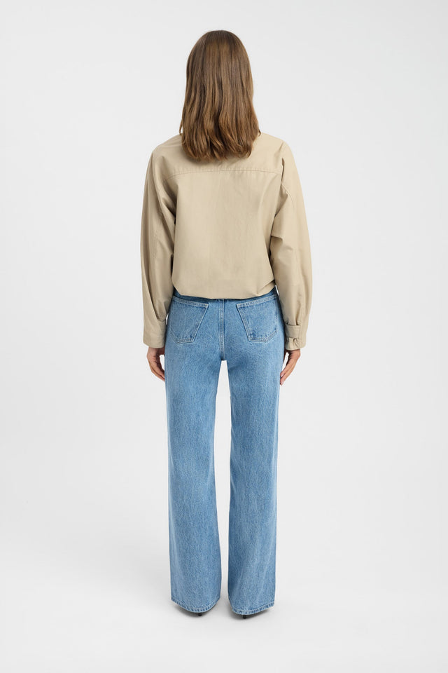 Crafted with the Kai Straight Leg Jean in womens regular pants featuring high-rise light blue side