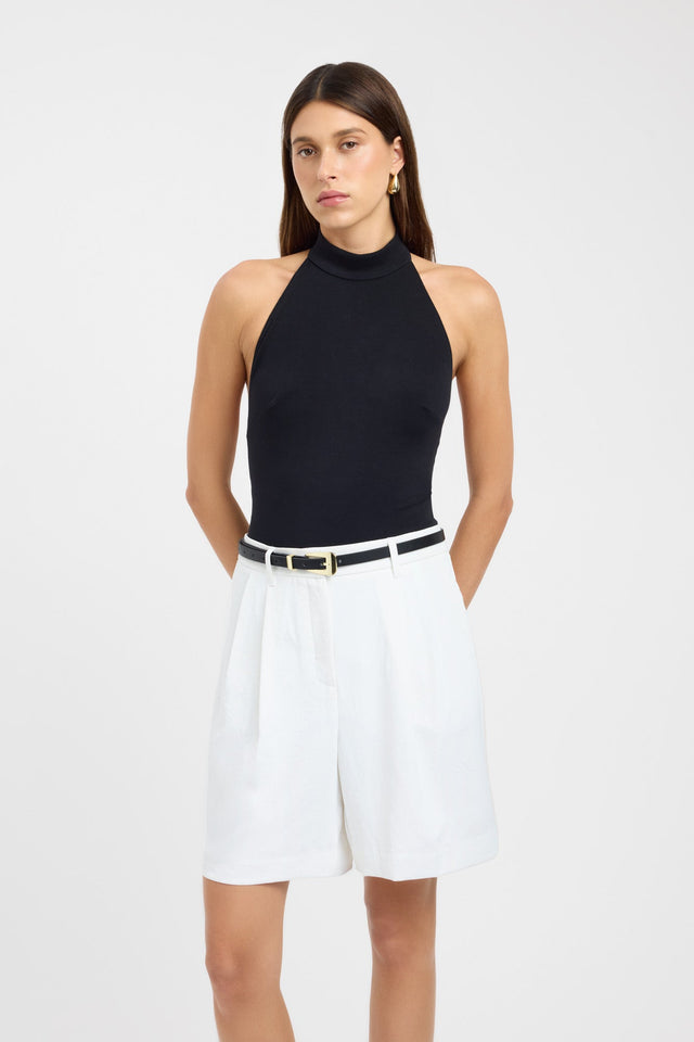 front Opal Long Line Short Kookai High-rise Relaxed black womens-shorts 