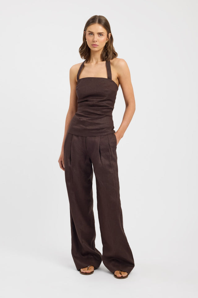 front Palm Pleated Pant Kookai Wide-leg High-rise womens-regular-pants 