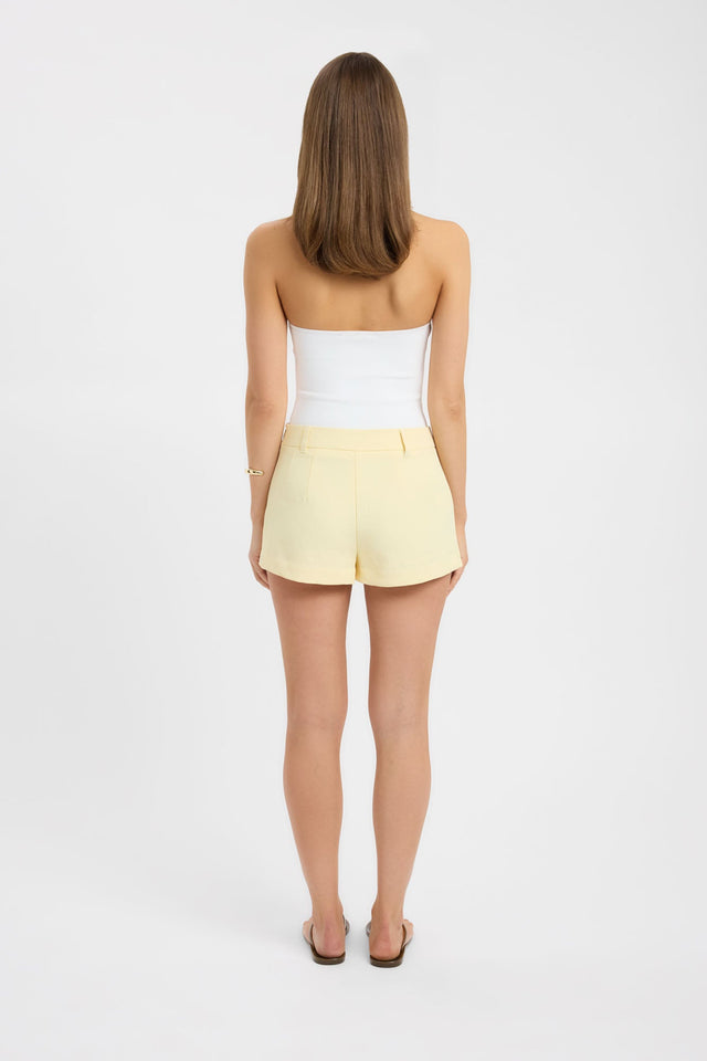 Ariel Mini Shorts womens-shorts with high-rise waist and fitted silhouette in lemonchiffon back