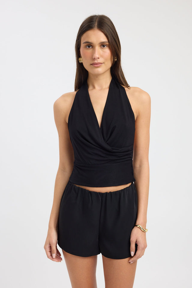 front Maria Elastic Short Kookai Mid-rise Fitted womens-shorts 