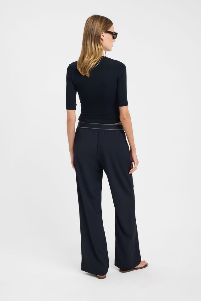 Crafted with Opal Branded Elastic Pant in womens regular pants featuring wide-leg mid-rise design back