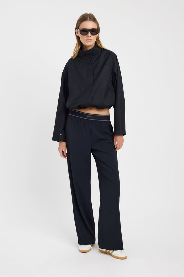 Designed with Opal Branded Elastic Pant in womens regular pants featuring wide-leg mid-rise on-body