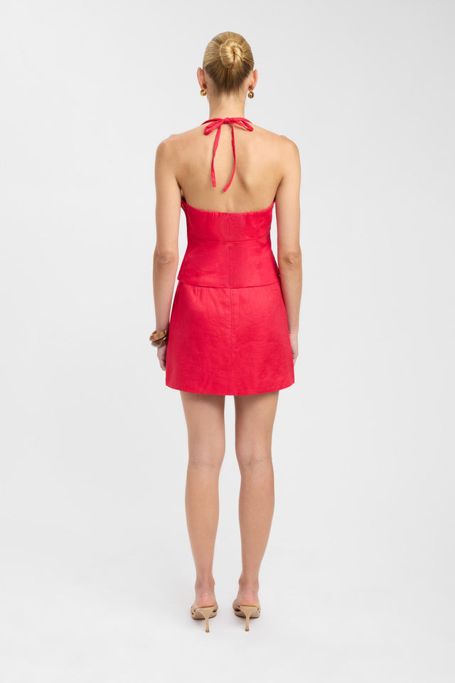 back Palm Staple Mini Skirt Kookai Straight Mini red womens-skirts 