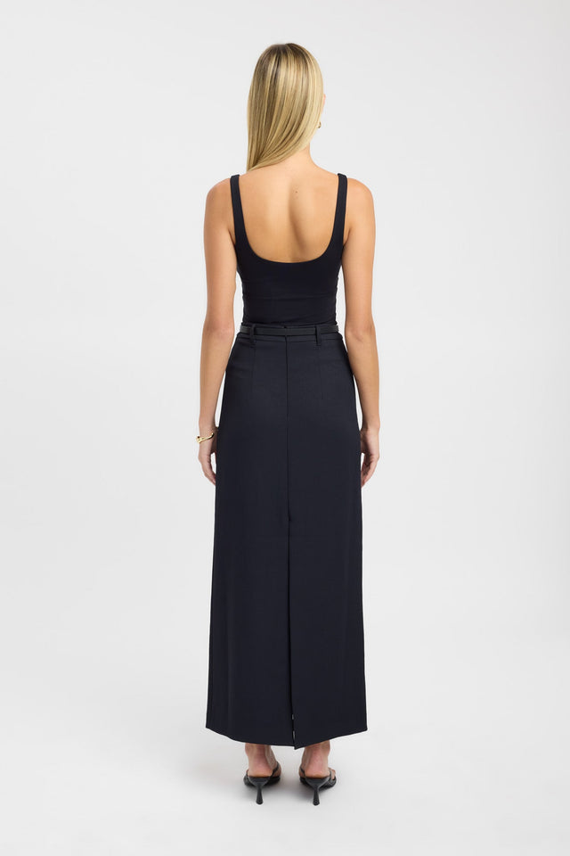 back Oyster Midi Skirt Kookai Straight Midi black womens-skirts 