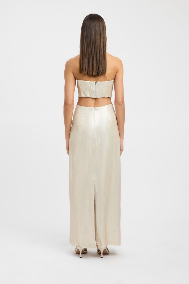 front Siena Sequin Maxi Skirt Kookai Straight Maxi white womens-skirts 