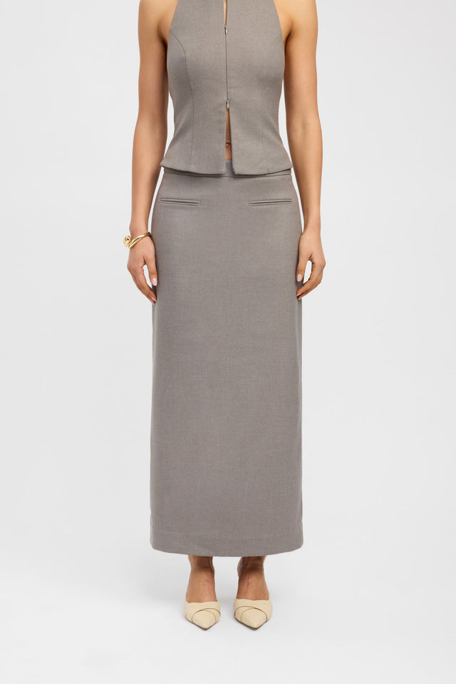 front Raine Core Midi Skirt Kookai Straight Maxi black womens-skirts 