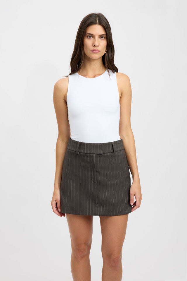 front Bergen Mini Skirt Kookai Straight Mini beige womens-skirts 