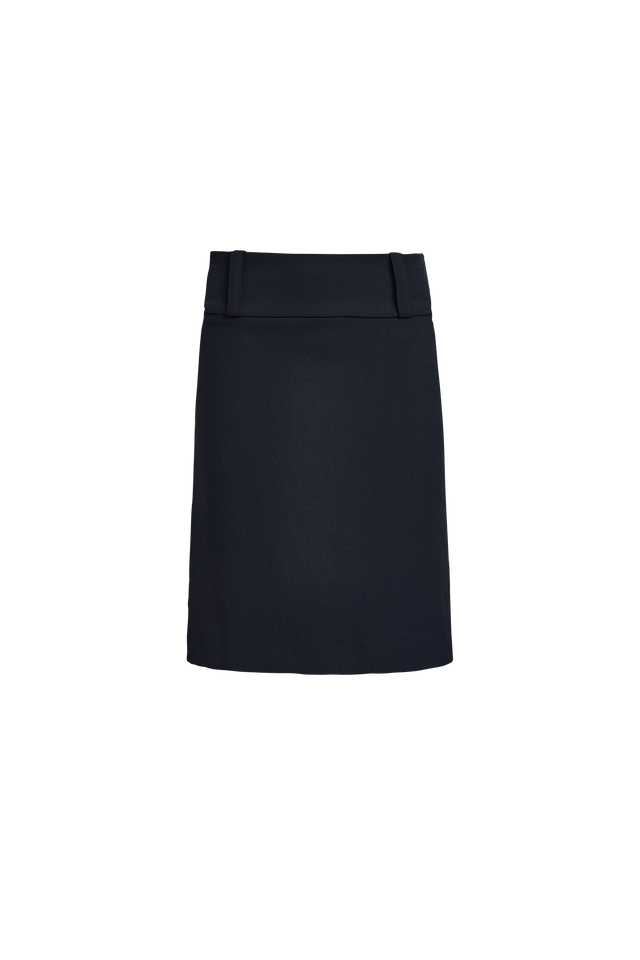 Presenting the Ariel Low Rise Midi Skirt womens-skirts crafted with straight hem, knee length, in black color product