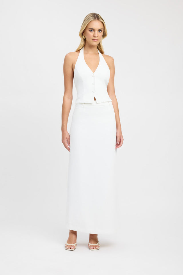 product Oyster Midi Skirt Kookai Straight Knee white womens-skirts 