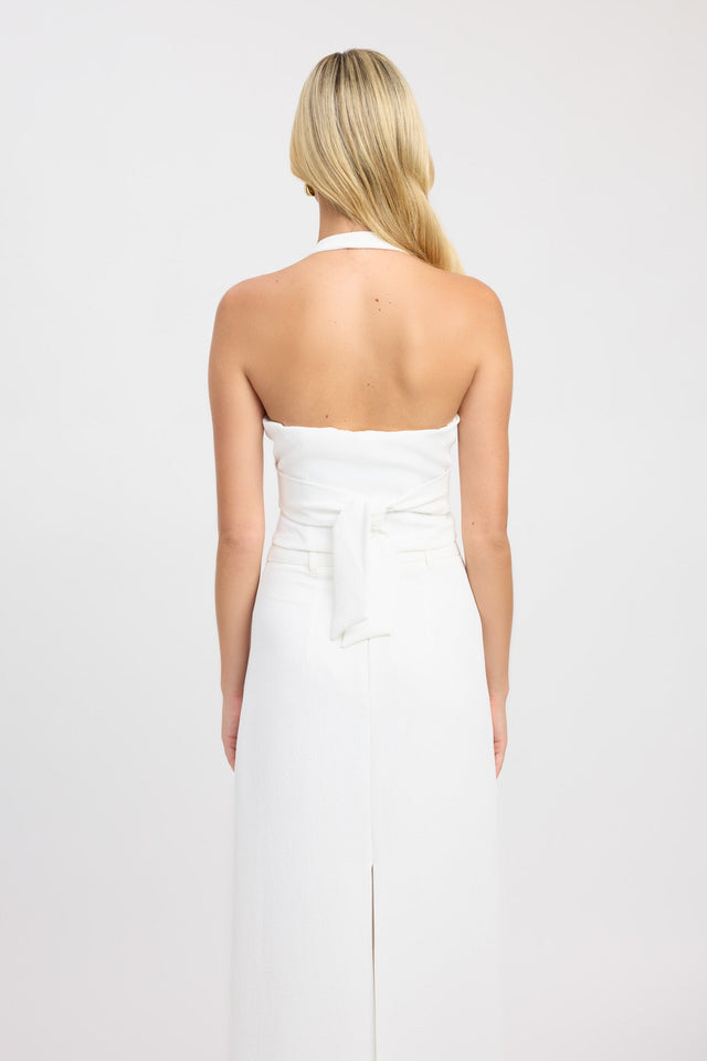 back Oyster Vest Top Kookai Fitted Plungeneck Sleeveless Womens-Blouse 