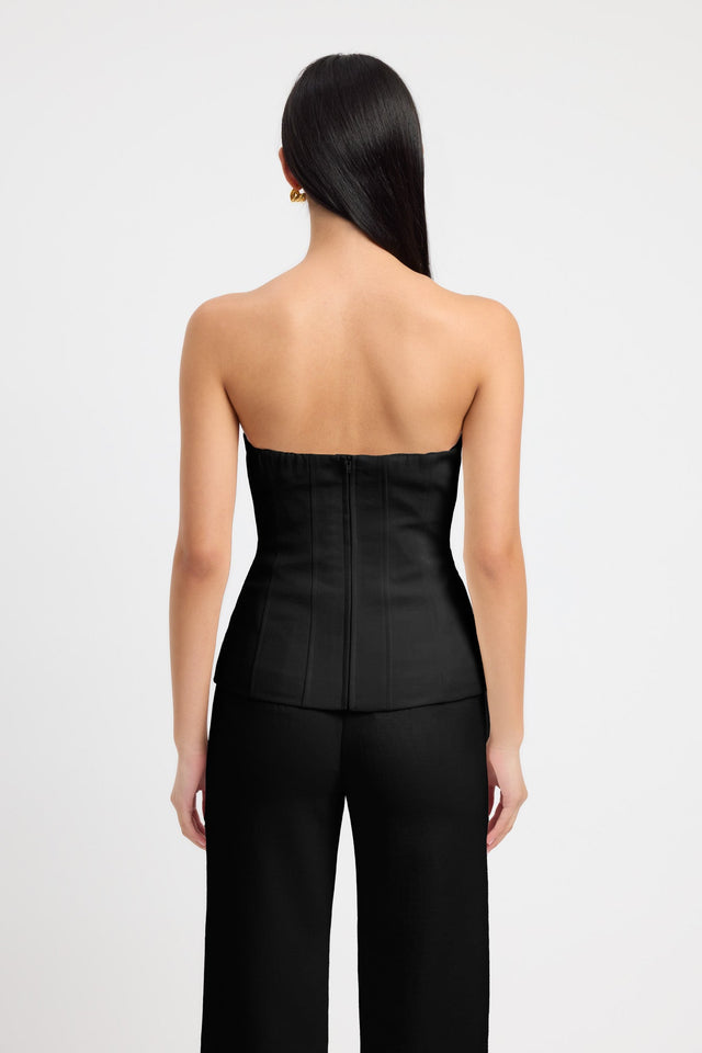 front Ariel Corset Kookai Fitted Squareneck Sleeveless Womens-Blouse 