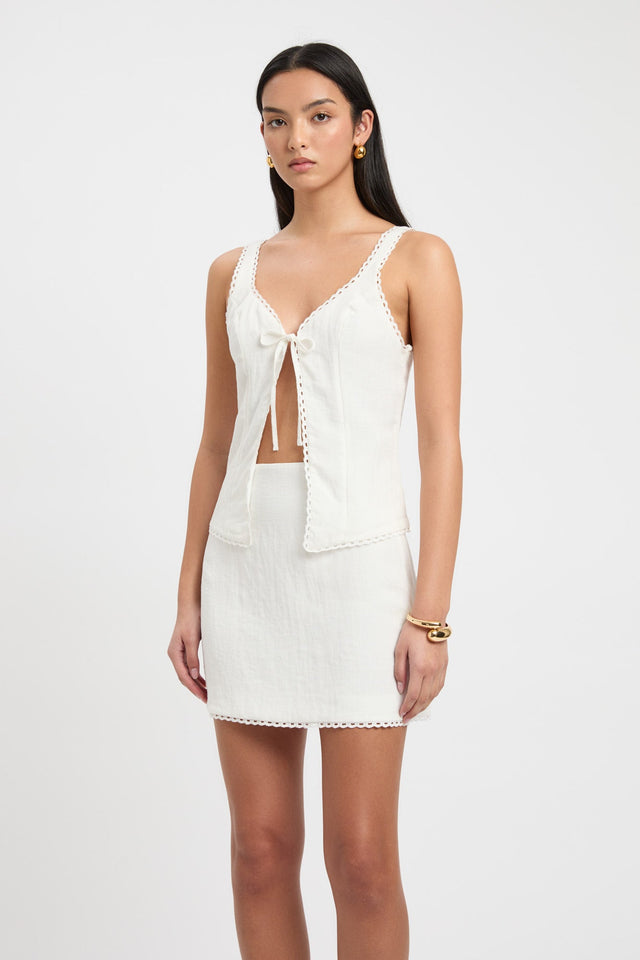 side Hayman Lace Top Kookai Relaxed Plungeneck Sleeveless Womens-Blouse 
