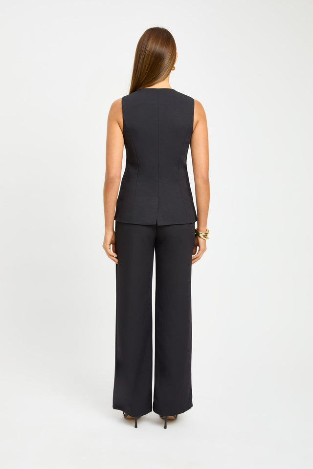 back Ariel Crew Vest Kookai Fitted Roundneck Sleeveless Womens-Blouse 