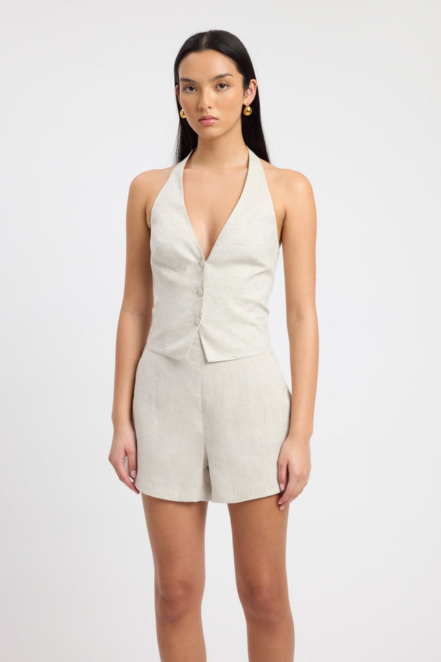 front Tahiti Vest Top Kookai Fitted Plungeneck Sleeveless Womens-Blouse 