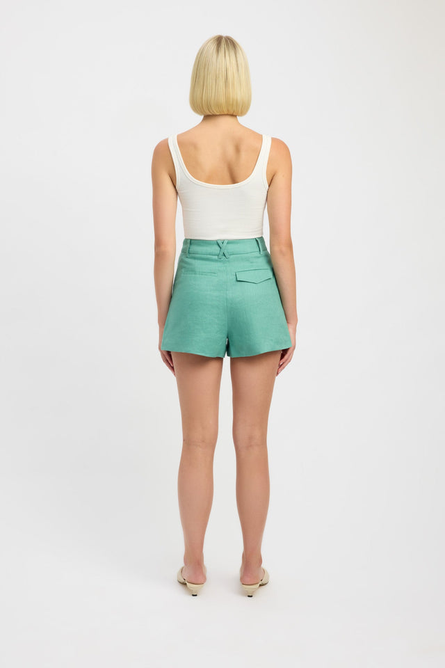 front Palm Short Kookai Mid-rise Fitted white womens-shorts 