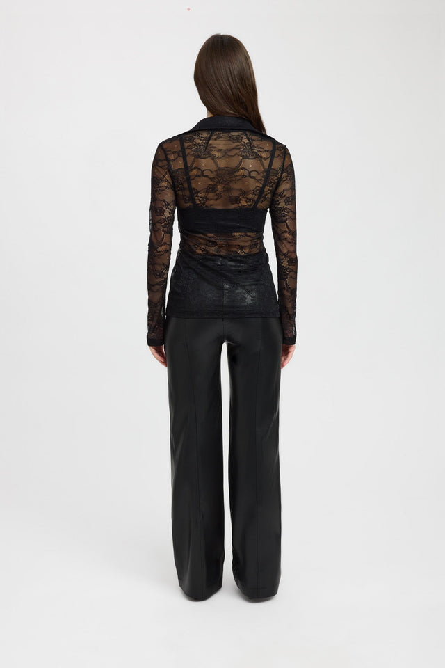 back Camilla Lace Shirt Kookai Collar Full brown womens-shirt 