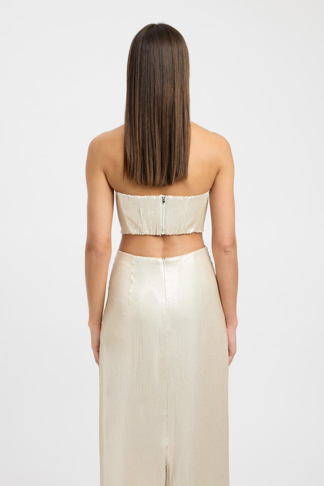 back Siena Sequin Top Kookai Fitted Straight Sleeveless Womens-Blouse 