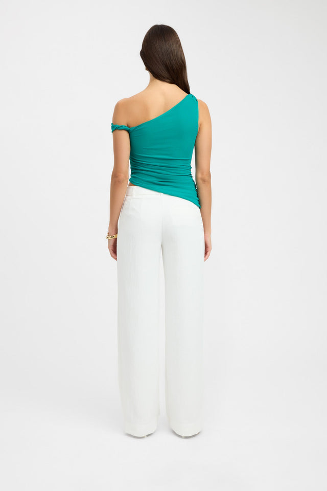 front Bolt Twist Top Kookai Fitted Asymmetry Sleeveless Womens-Blouse 