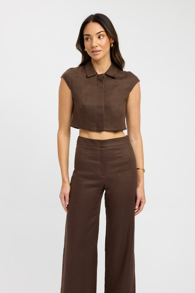 front Palm Button Tee Kookai Relaxed Highneck Short sleeves Womens-Blouse 