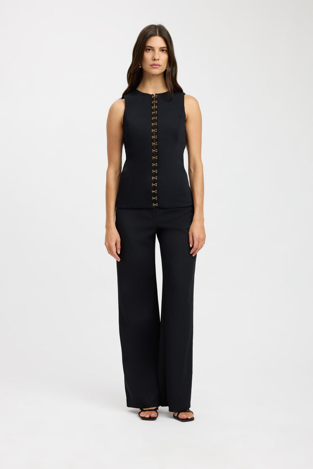 side Oyster Hook Crew Top Kookai Fitted Roundneck Sleeveless Womens-Blouse 