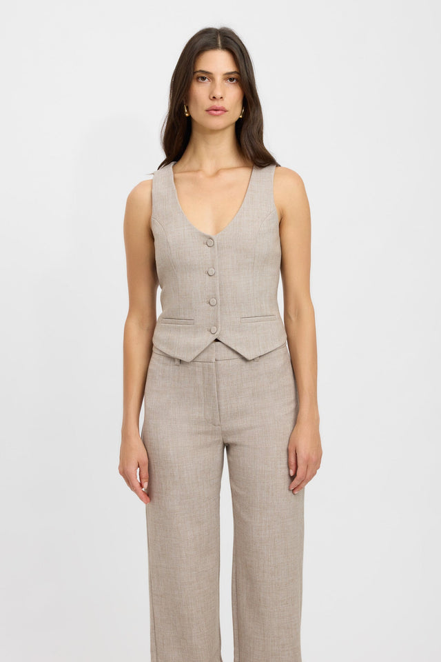 front Darcy Core Vest Kookai Fitted Thick strap High-neck white womens-singlets 