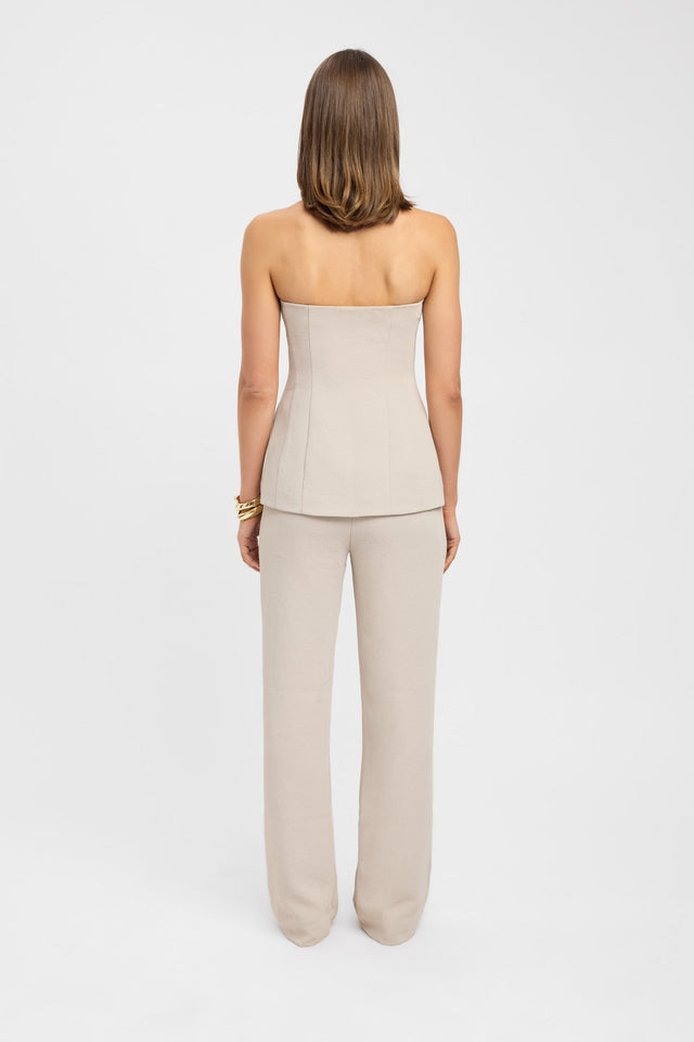 back Oyster Strapless Button Top Kookai Fitted Straight Sleeveless Womens-Blouse 