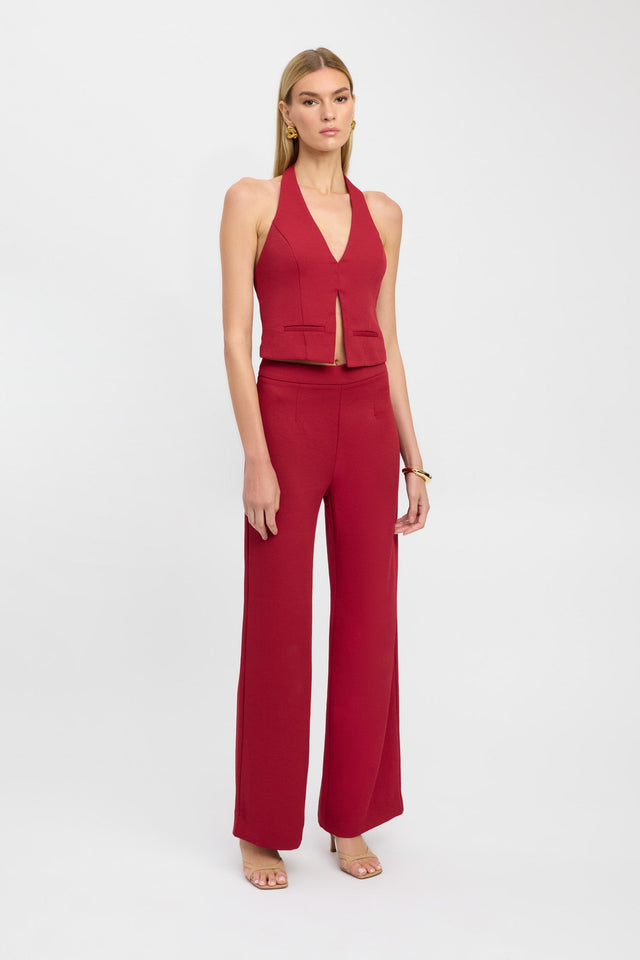 front Oyster Pants Kookai Wide-leg High-rise red womens-regular-pants 