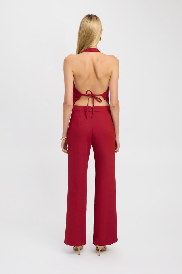 back Oyster Pants Kookai Wide-leg High-rise red womens-regular-pants 