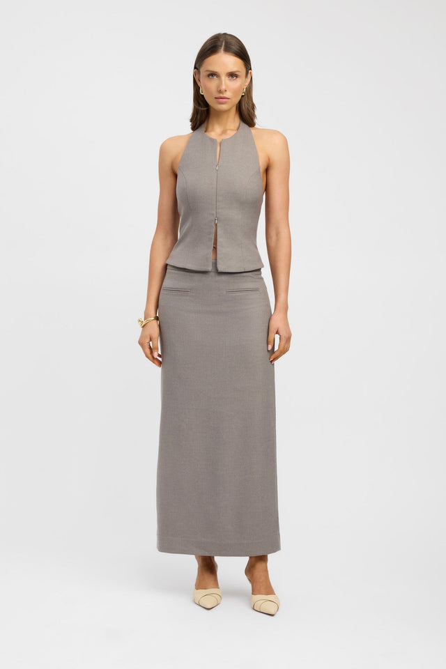 side Raine Core Midi Skirt Kookai Straight Maxi black womens-skirts 