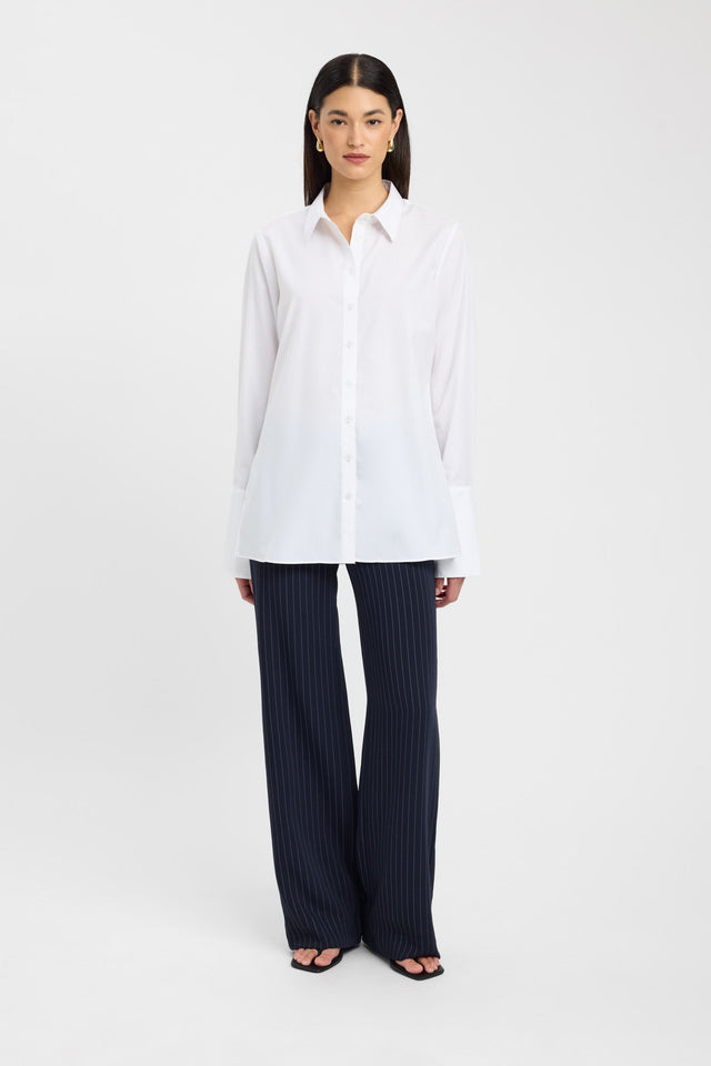 front Percy Tie Belt Shirt Kookai Relaxed V-neck Long sleeve Womens-Blouse 