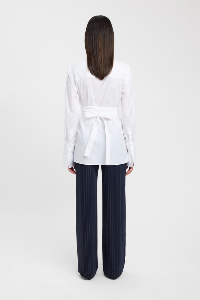 back Percy Tie Belt Shirt Kookai Relaxed V-neck Long sleeve Womens-Blouse 