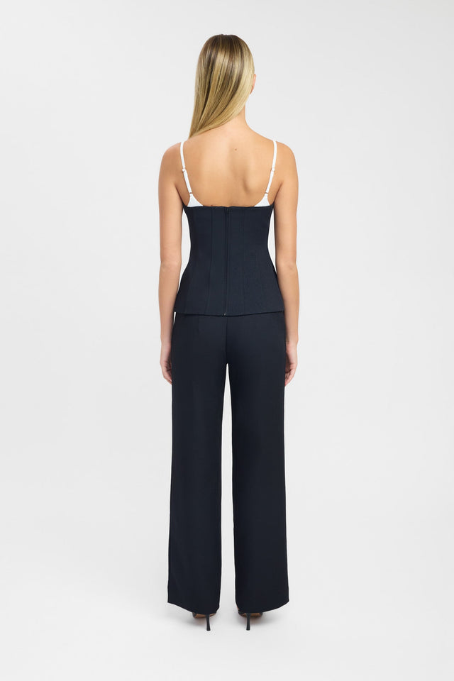 back Ariel Contrast Top Kookai Fitted Scoopneck Sleeveless Womens-Blouse 